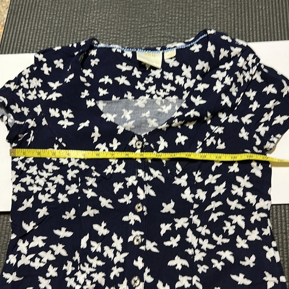 Maeve by Anthropologie Navy Blue Blouse with White Bird Print - Picture 6 of 7